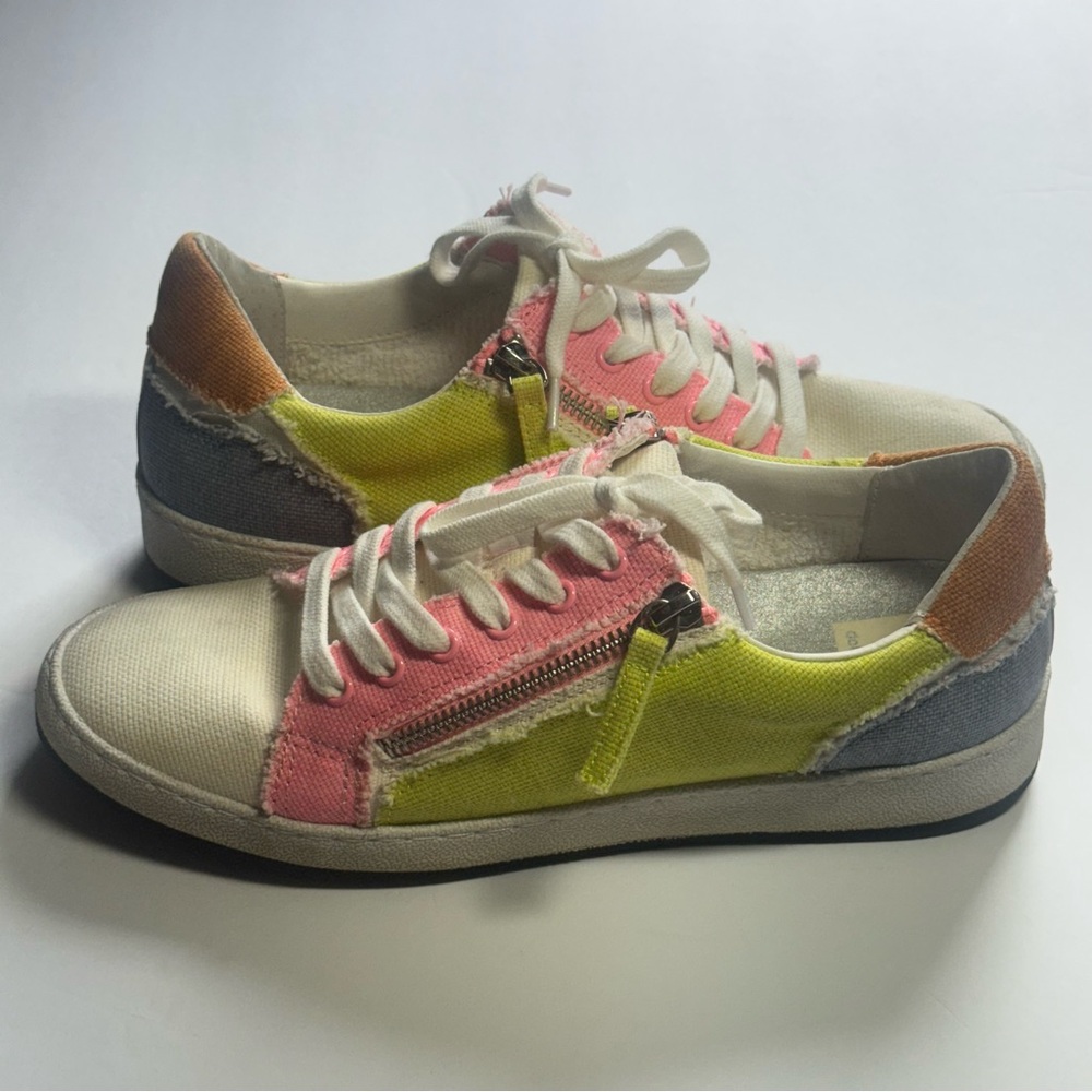 Dolce Vita Miya Lace Up Zip Sneakers Women’s size 9 Pink Yellow Zipper Shoe